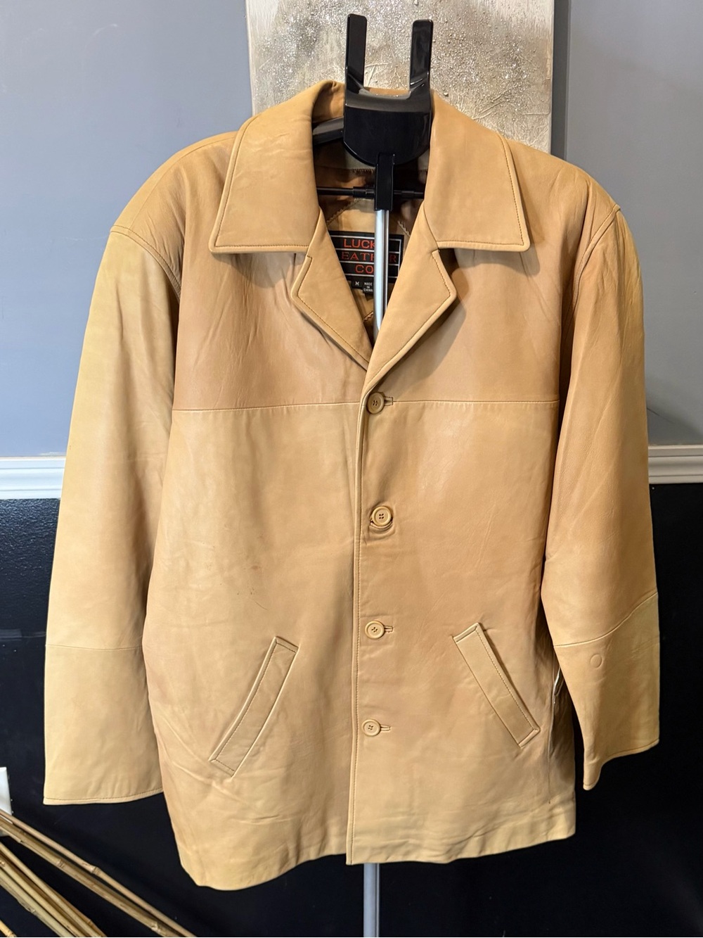 Men's Two Tone Honey Lucky Genuine Leather Lined Jacket Classic Lightweight Coat